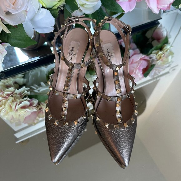 Valentino Rockstud Metallic T-strap Pump 100 MM - Picture 9 of 9